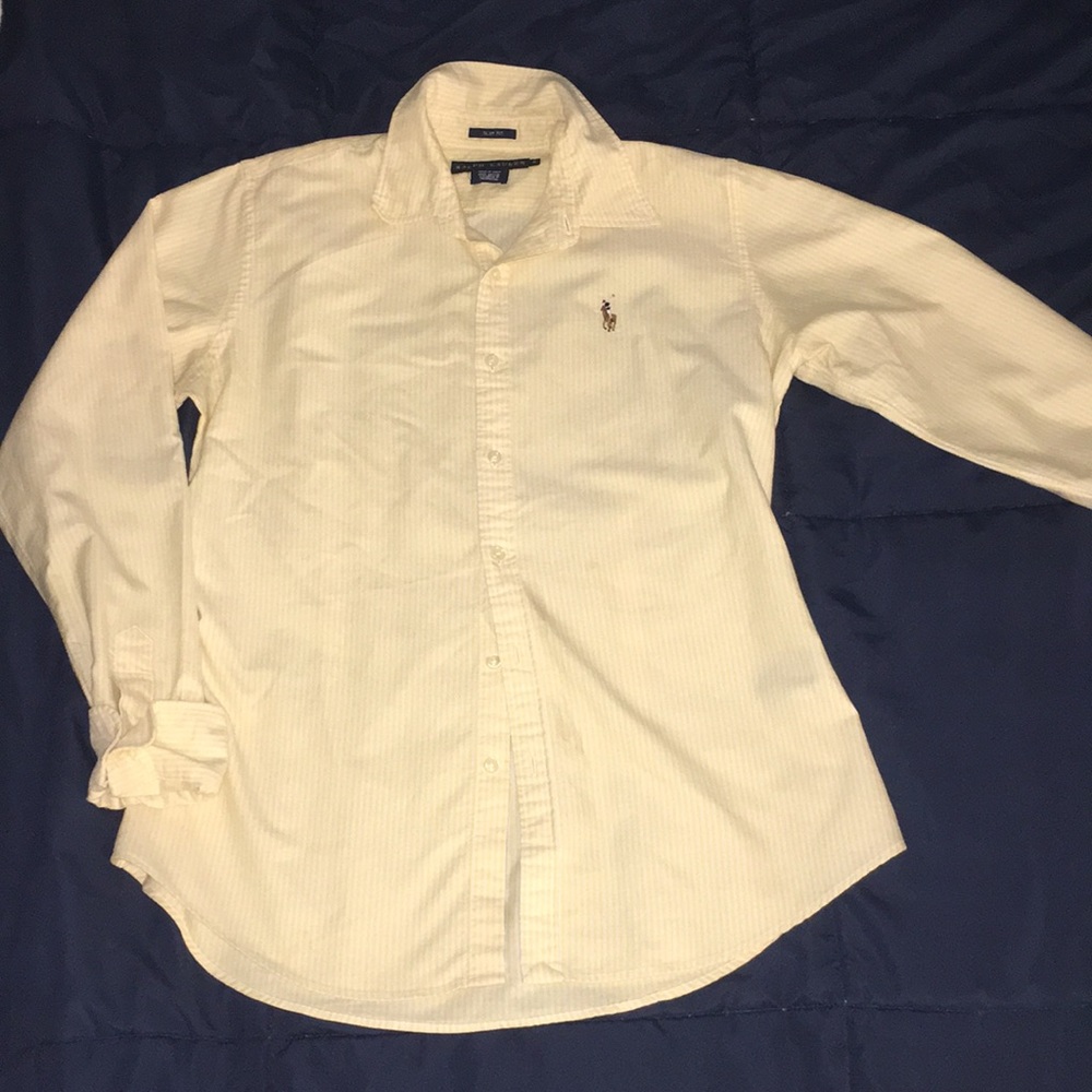 Ralph Lauren Slim-Fit Yellow Striped Oxford Shirt